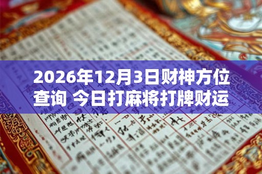 2026年12月3日财神方位查询 今日打麻将打牌财运方位! 2026年12月3日财神方位查询 今日打麻将打牌财运方位!