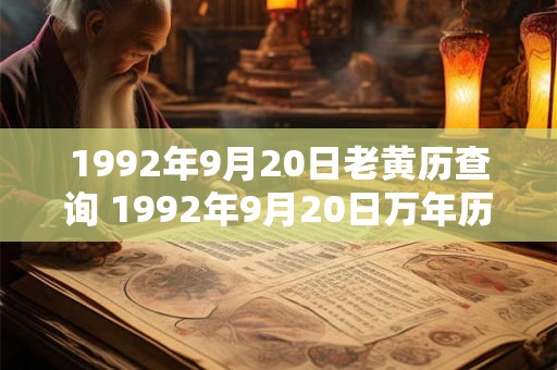 1992年9月20日老黄历查询 1992年9月20日万年历黄道吉日