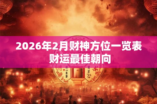 2026年2月财神方位一览表 财运最佳朝向 2026年2月财神方位一览表 财运最佳朝向