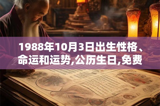 1988年10月3日出生性格、命运和运势,公历生日,免费算命