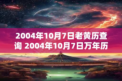 2004年10月7日老黄历查询 2004年10月7日万年历黄道吉日