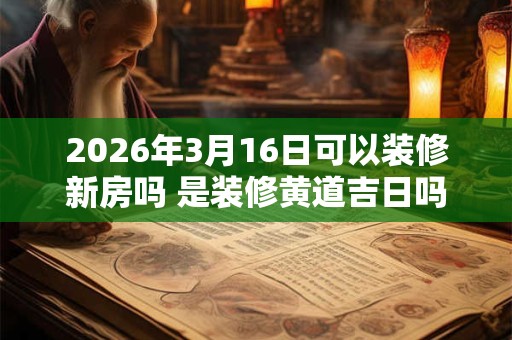 2026年3月16日可以装修新房吗 是装修黄道吉日吗 2026年3月16日可以装修新房吗 是装修黄道吉日吗