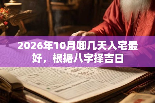 2026年10月哪几天入宅最好，根据八字择吉日