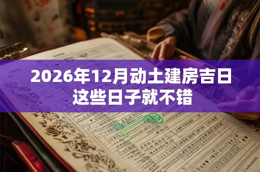 2026年12月动土建房吉日 这些日子就不错 2026年12月动土建房吉日 这些日子就不错