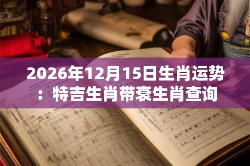 2026年12月15日生肖运势:特吉生肖带衰生肖查询 2026年12月15日生肖运势:特吉生肖带衰生肖查询