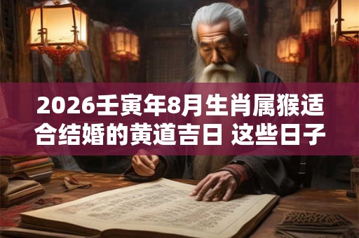 2026壬寅年8月生肖属猴适合结婚的黄道吉日 这些日子宜嫁娶