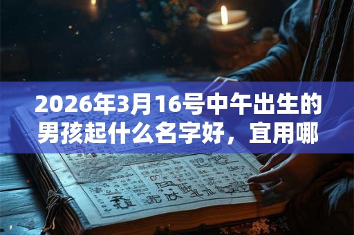 2026年3月16号中午出生的男孩起什么名字好,宜用哪些名字呢? 2026年3月16号中午出生的男孩起什么名字好,宜用哪些名字呢?