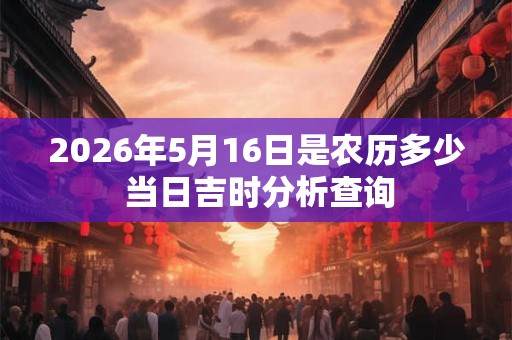 2026年5月16日是农历多少 当日吉时分析查询
