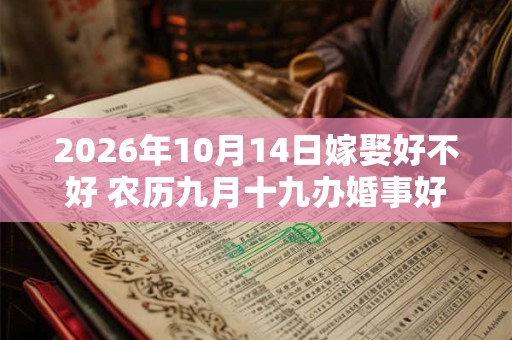2026年10月14日嫁娶好不好 农历九月十九办婚事好吗