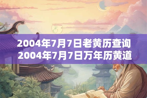 2004年7月7日老黄历查询 2004年7月7日万年历黄道吉日