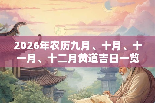 2026年农历九月、十月、十一月、十二月黄道吉日一览表！