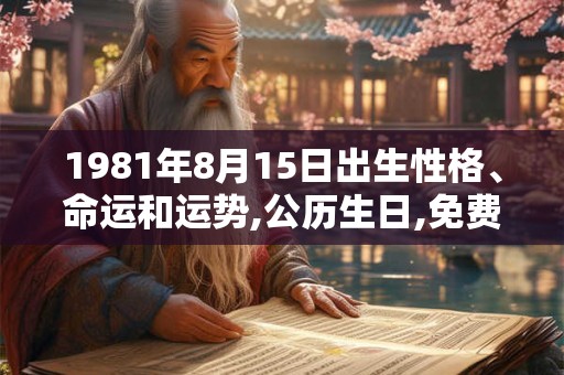 1981年8月15日出生性格、命运和运势,公历生日,免费算命 1981年8月15日出生性格、命运和运势,公历生日,免费算命