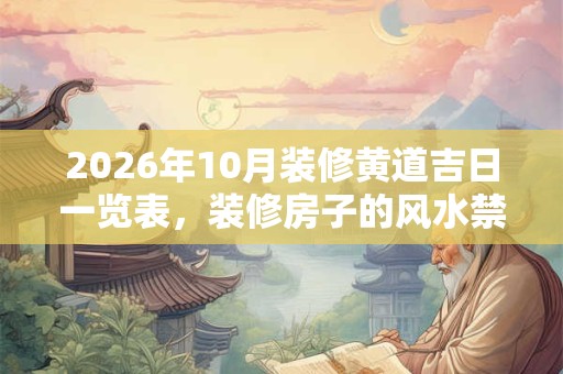2026年10月装修黄道吉日一览表，装修房子的风水禁忌