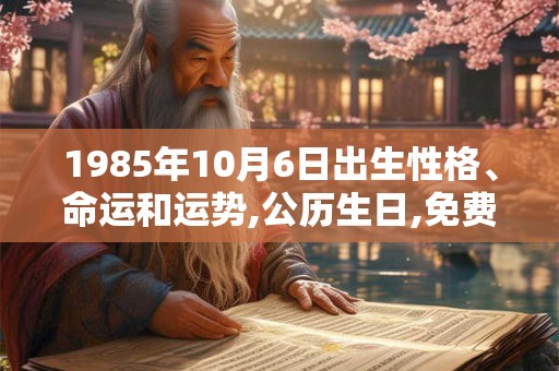 1985年10月6日出生性格、命运和运势,公历生日,免费算命 1985年10月6日出生性格、命运和运势,公历生日,免费算命