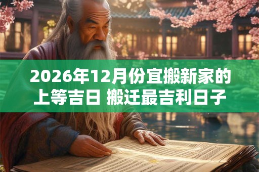 2026年12月份宜搬新家的上等吉日 搬迁最吉利日子