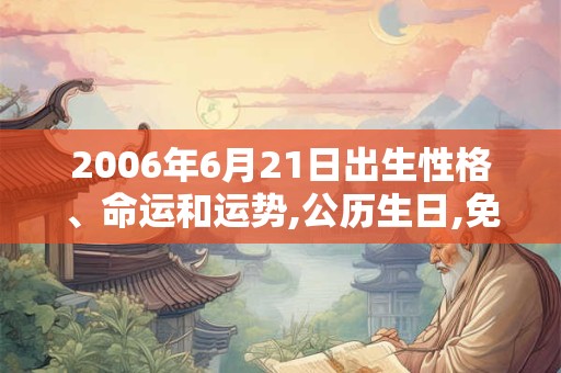 2006年6月21日出生性格、命运和运势,公历生日,免费算命 2006年6月21日出生性格、命运和运势,公历生日,免费算命