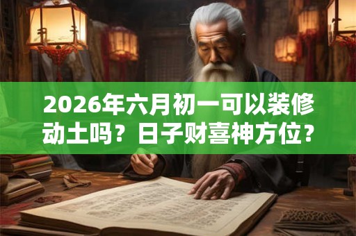 2026年六月初一可以装修动土吗?日子财喜神方位? 2026年六月初一可以装修动土吗?日子财喜神方位?