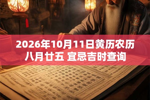 2026年10月11日黄历农历八月廿五 宜忌吉时查询