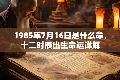 1985年7月16日是什么命，十二时辰出生命运详解