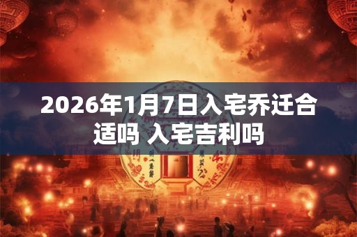 2026年1月7日入宅乔迁合适吗 入宅吉利吗