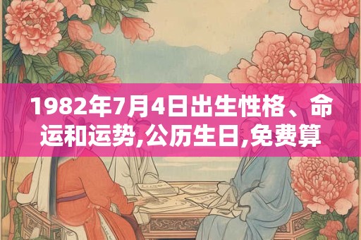 1982年7月4日出生性格、命运和运势,公历生日,免费算命