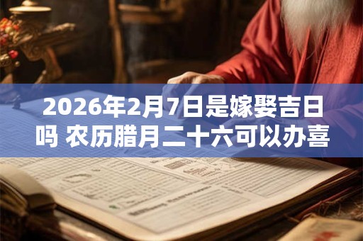 2026年2月7日是嫁娶吉日吗 农历腊月二十六可以办喜酒吗