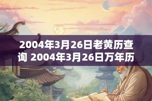 2004年3月26日老黄历查询 2004年3月26日万年历黄道吉日 2004年3月26日老黄历查询 2004年3月26日万年历黄道吉日