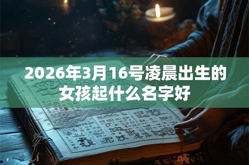 2026年3月16号凌晨出生的女孩起什么名字好