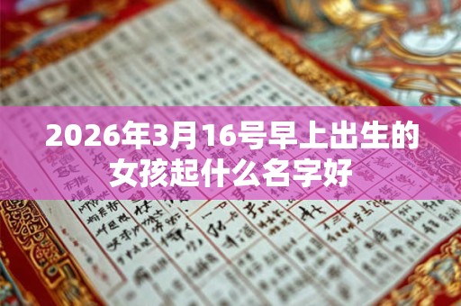 2026年3月16号早上出生的女孩起什么名字好