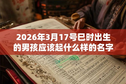 2026年3月17号巳时出生的男孩应该起什么样的名字