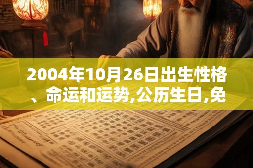 2004年10月26日出生性格、命运和运势,公历生日,免费算命