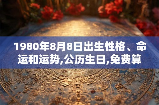 1980年8月8日出生性格、命运和运势,公历生日,免费算命