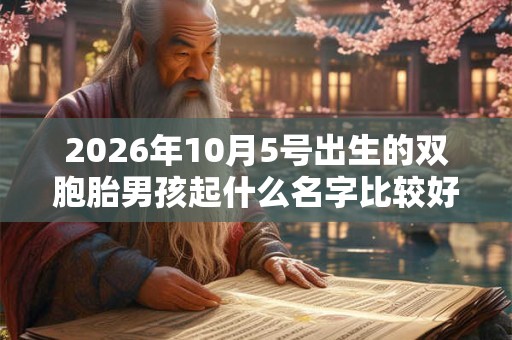 2026年10月5号出生的双胞胎男孩起什么名字比较好，五行属什么