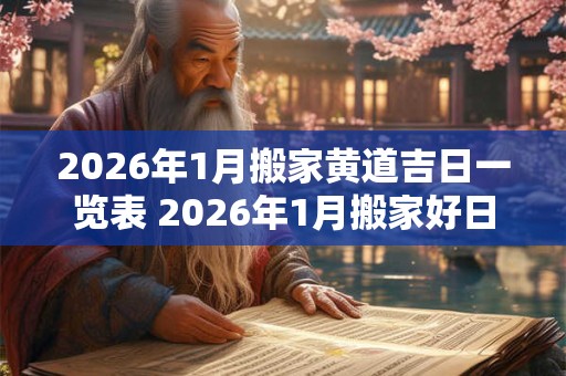 2026年1月搬家黄道吉日一览表 2026年1月搬家好日子