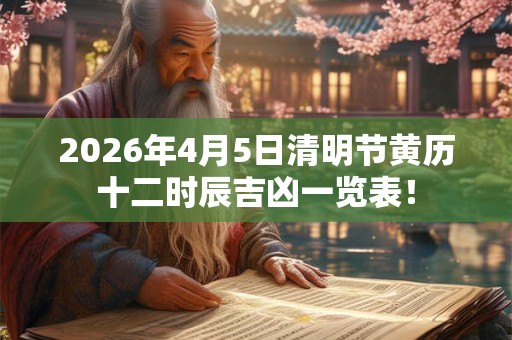 2026年4月5日清明节黄历十二时辰吉凶一览表！