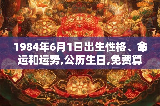 1984年6月1日出生性格、命运和运势,公历生日,免费算命