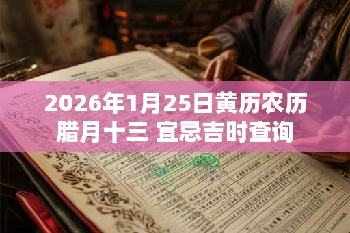 2026年1月25日黄历农历腊月十三 宜忌吉时查询 2026年1月25日黄历农历腊月十三 宜忌吉时查询