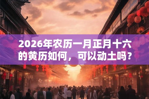 2026年农历一月正月十六的黄历如何，可以动土吗？