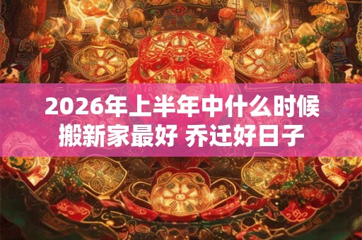 2026年上半年中什么时候搬新家最好 乔迁好日子