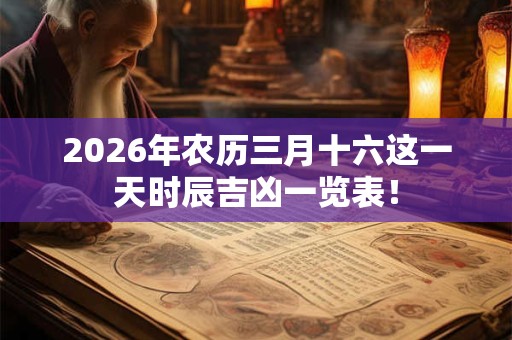 2026年农历三月十六这一天时辰吉凶一览表! 2026年农历三月十六这一天时辰吉凶一览表!