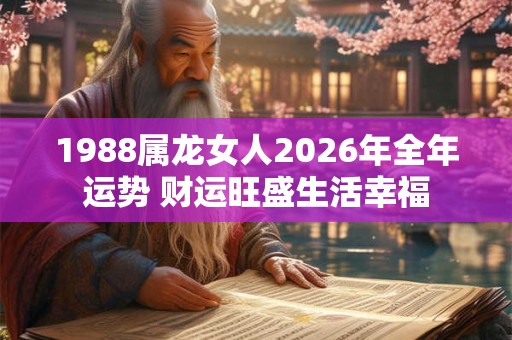 1988属龙女人2026年全年运势 财运旺盛生活幸福