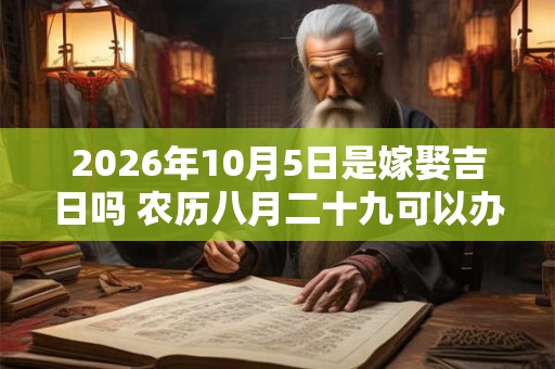 2026年10月5日是嫁娶吉日吗 农历八月二十九可以办喜酒吗