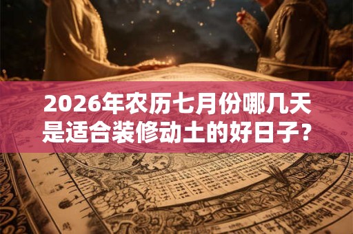 2026年农历七月份哪几天是适合装修动土的好日子？