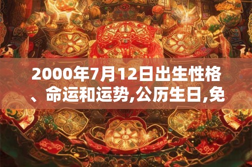 2000年7月12日出生性格、命运和运势,公历生日,免费算命
