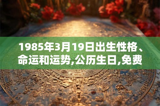 1985年3月19日出生性格、命运和运势,公历生日,免费算命