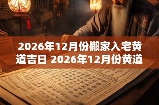 2026年12月份搬家入宅黄道吉日 2026年12月份黄道吉日一览表