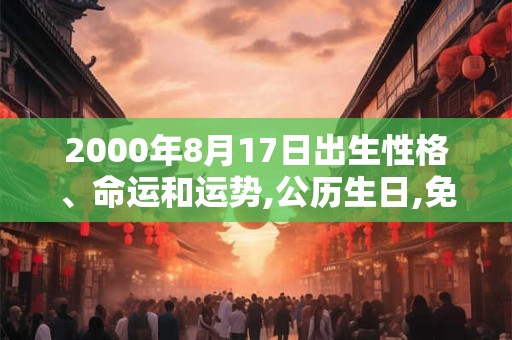 2000年8月17日出生性格、命运和运势,公历生日,免费算命