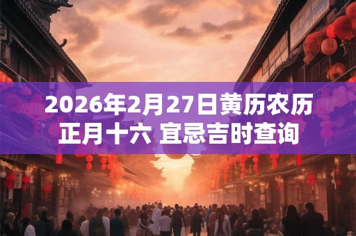 2026年2月27日黄历农历正月十六 宜忌吉时查询 2026年2月27日黄历农历正月十六 宜忌吉时查询