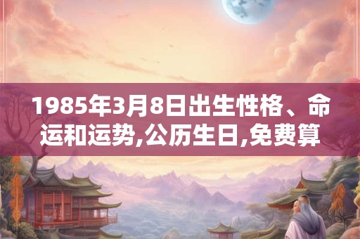 1985年3月8日出生性格、命运和运势,公历生日,免费算命
