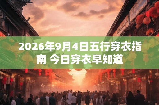 2026年9月4日五行穿衣指南 今日穿衣早知道 2026年9月4日五行穿衣指南 今日穿衣早知道